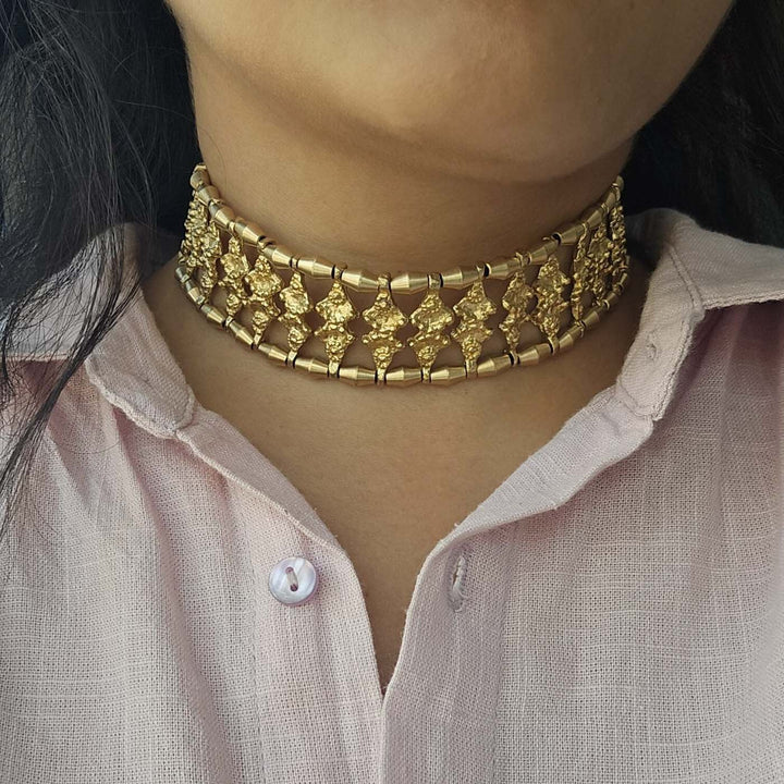 Handmade Aurora Design Choker Brass Necklace