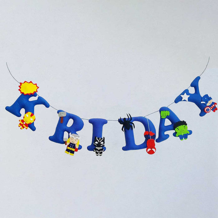 Handcrafted Personalized Superheroes Theme Felt Bunting - Hanging Decorative Letter Banner