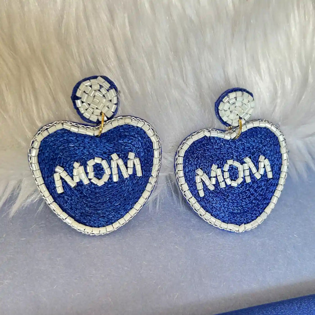 Handmade Beaded Mom Theme Earrings