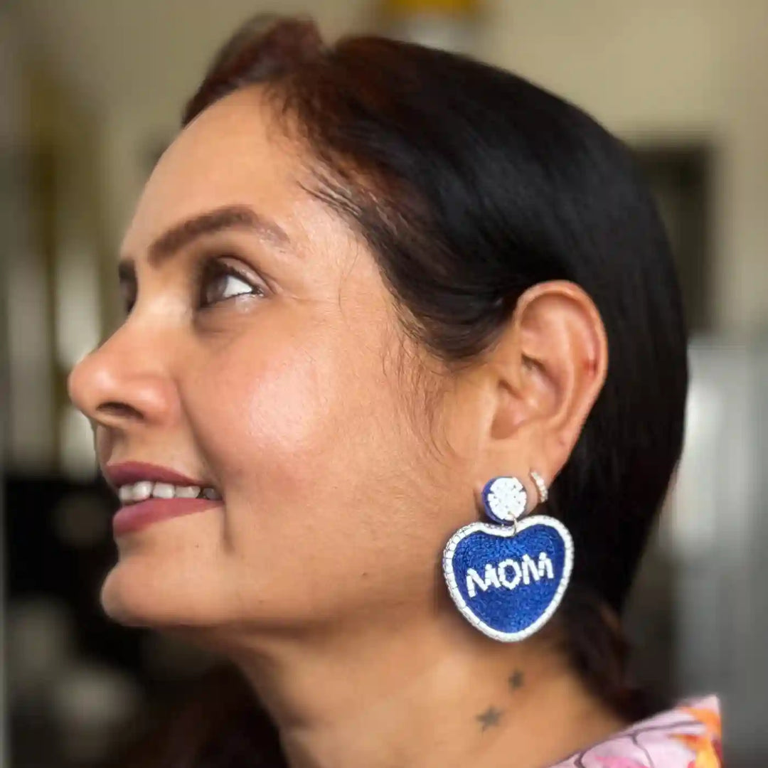 Handmade Beaded Mom Theme Earrings