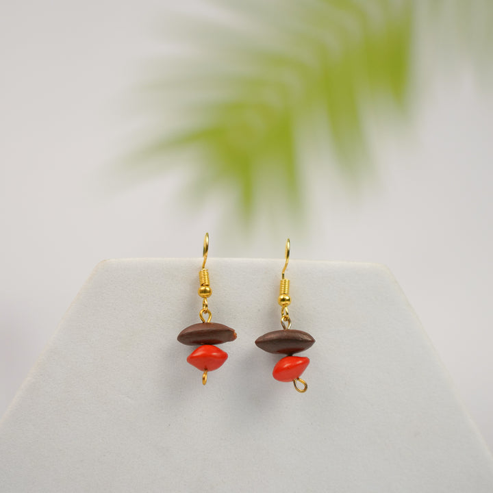 Handmade Red & Brown Gunj Seed Earrings