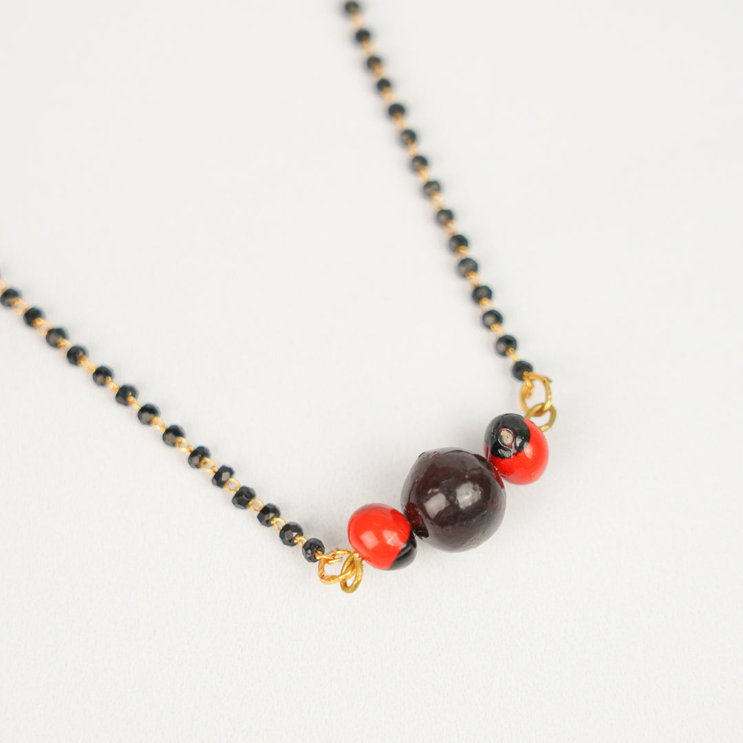Handmade Single Chain Crystal Beads Gunj & Reetha Seed Mangalsutra