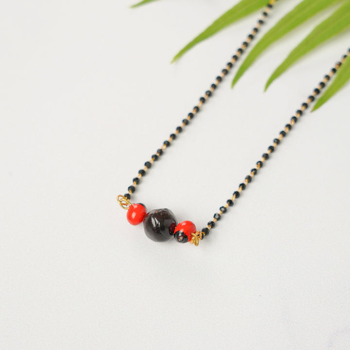 Handmade Single Chain Crystal Beads Gunj & Reetha Seed Mangalsutra