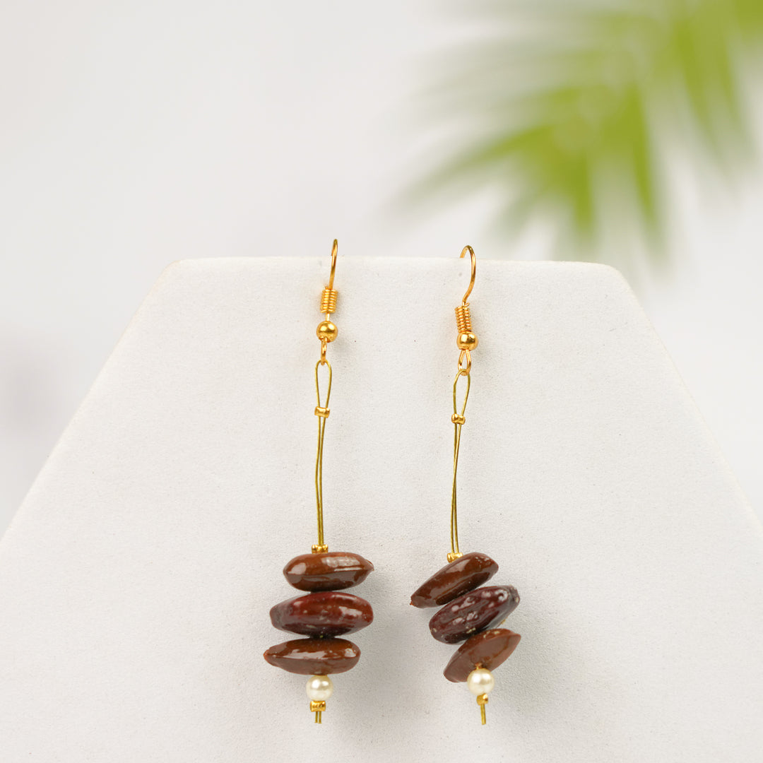 Handmade Brown Sitaphal & Tamarind Seed Earrings
