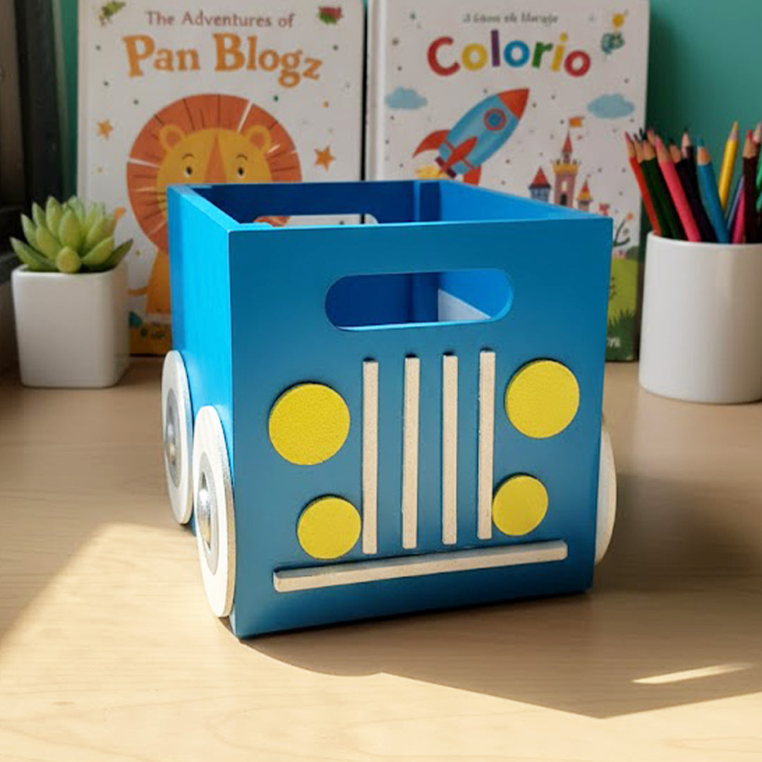Blue Bus Personalized Handmade Book Box