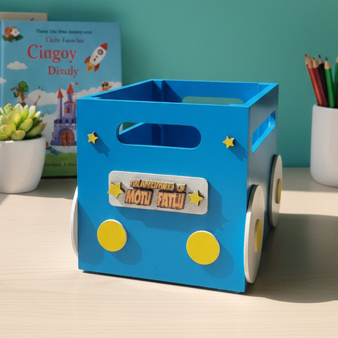 Blue Bus Personalized Handmade Book Box