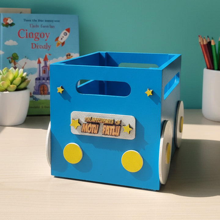 Blue Bus Personalized Handmade Book Box