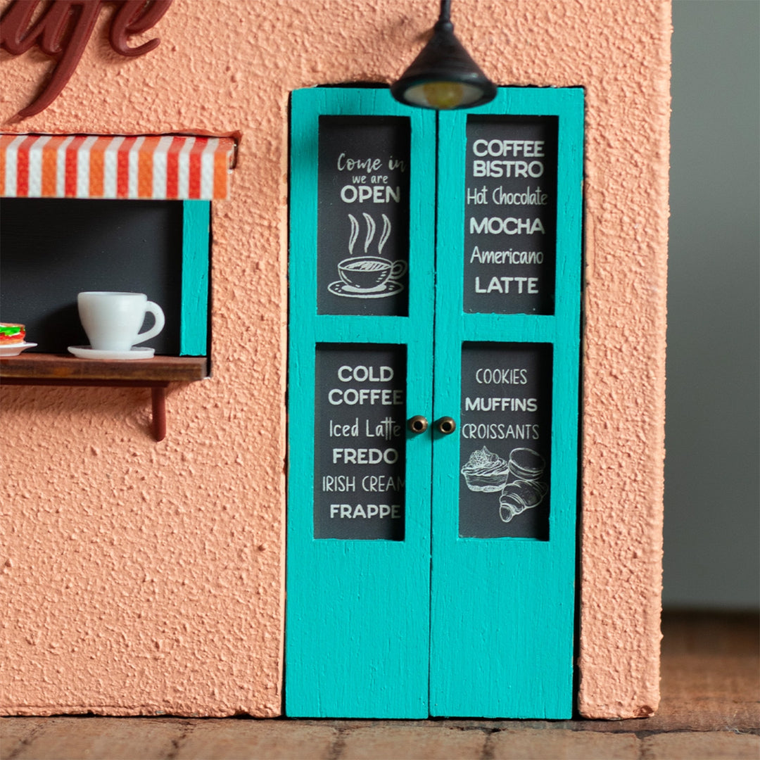Handmade Persoanlized Café Themed Peach & Turquoise Concrete Planter With Drainage Hole For Home Decor