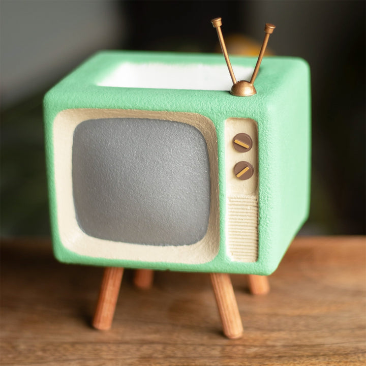 Handmade Miniature Retro Style Tv Desk Pen Stand For Decor - Mint Green