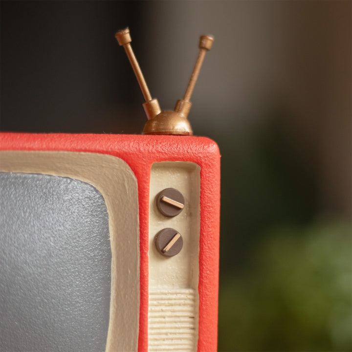 Handmade Miniature Retro Style Tv Desk Pen Stand For Decor - Red