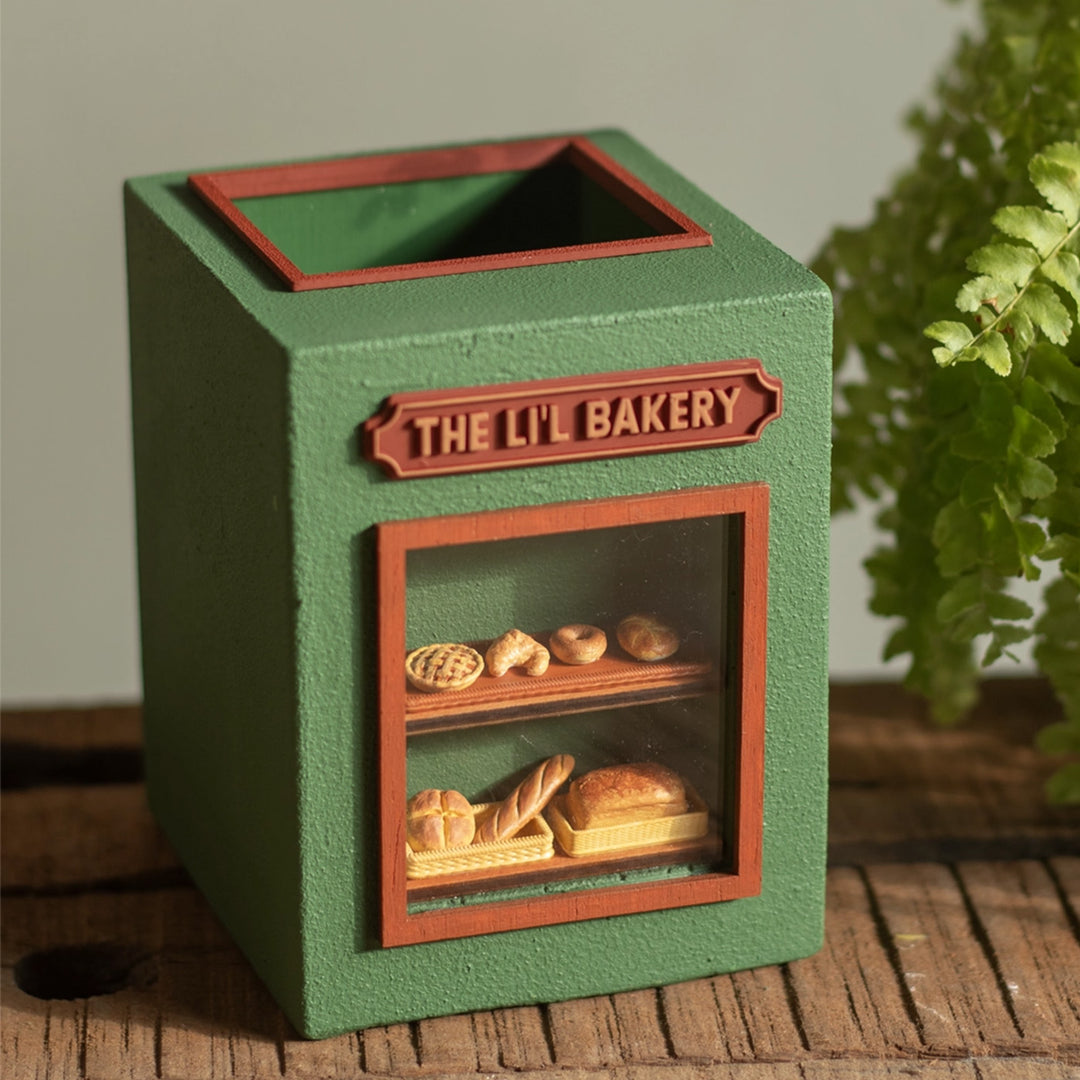 Personalized Handmade Miniature Lil Bakery Shop Themed Pen Stand For Decor