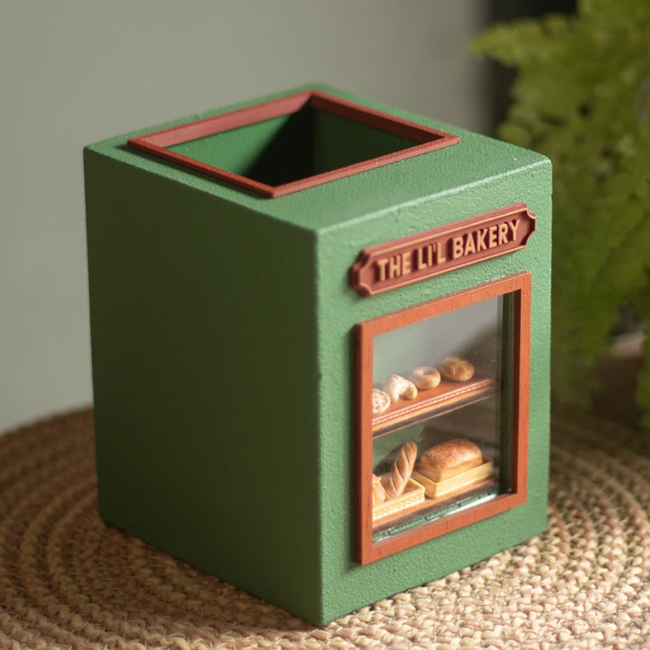 Personalized Handmade Miniature Lil Bakery Shop Themed Pen Stand For Decor