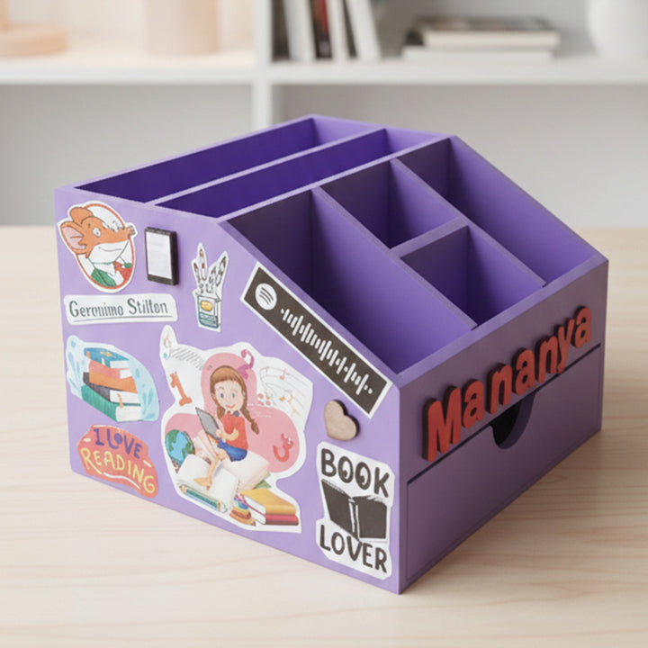 Purple Book Lover Personalized Handmade Stationary Box