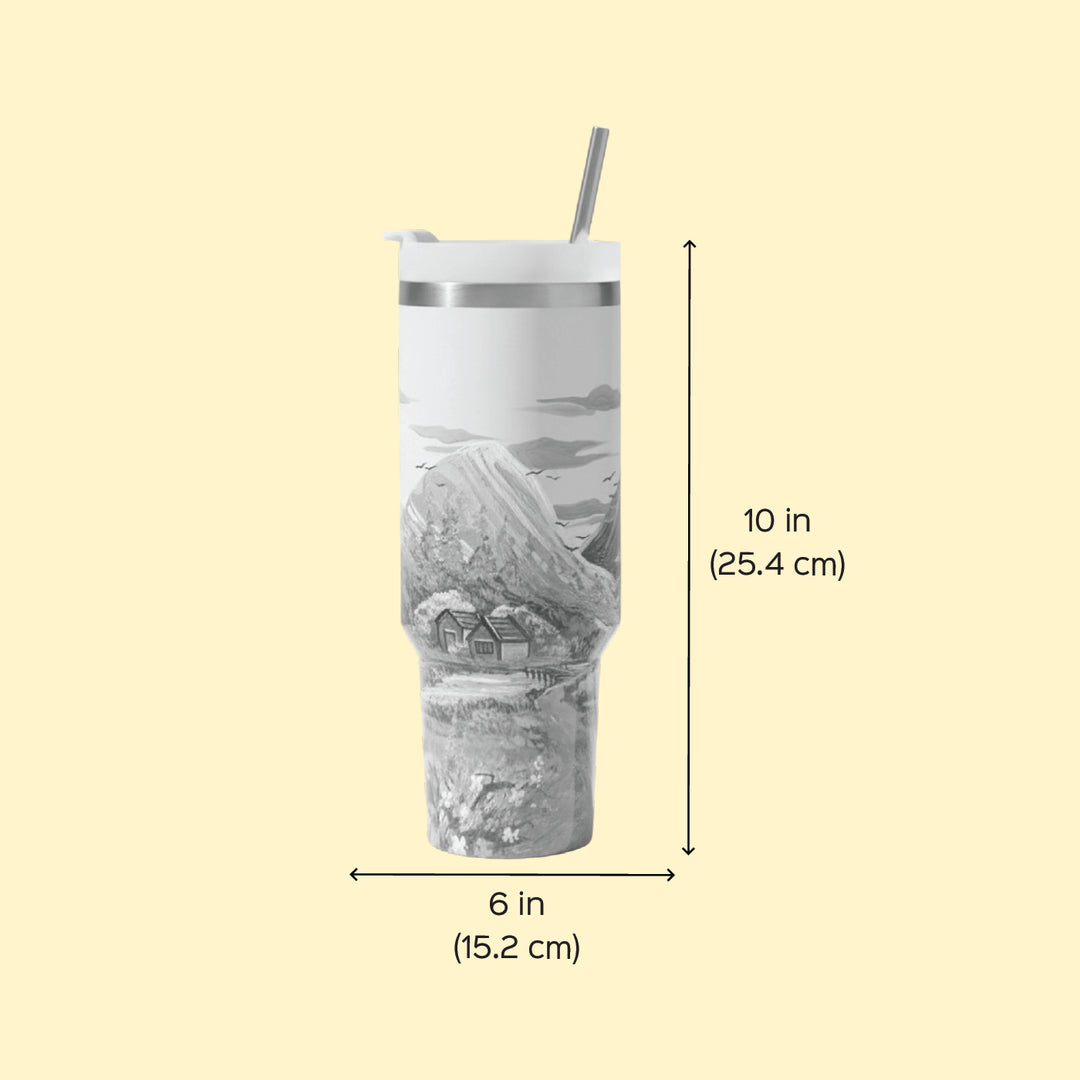 Hand-Painted Countryside Canvas Insulated Sipper