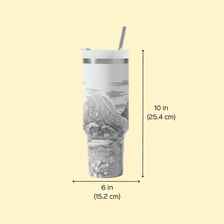 Hand-Painted Countryside Canvas Insulated Sipper