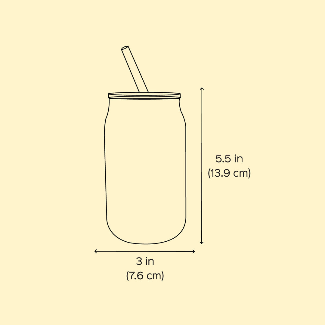 Hand-Painted Lime Light Glass Tumbler With Straw