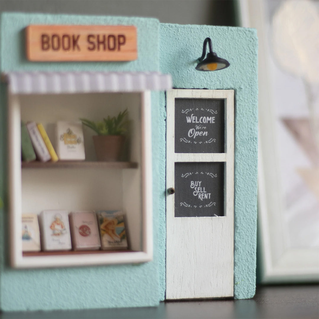 Handmade Personalized Book Shop Themed Blue Concrete Planter With Drainage Hole For Home Decor