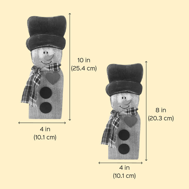 10 Inch | Handmade Snowman Wooden Table Decor