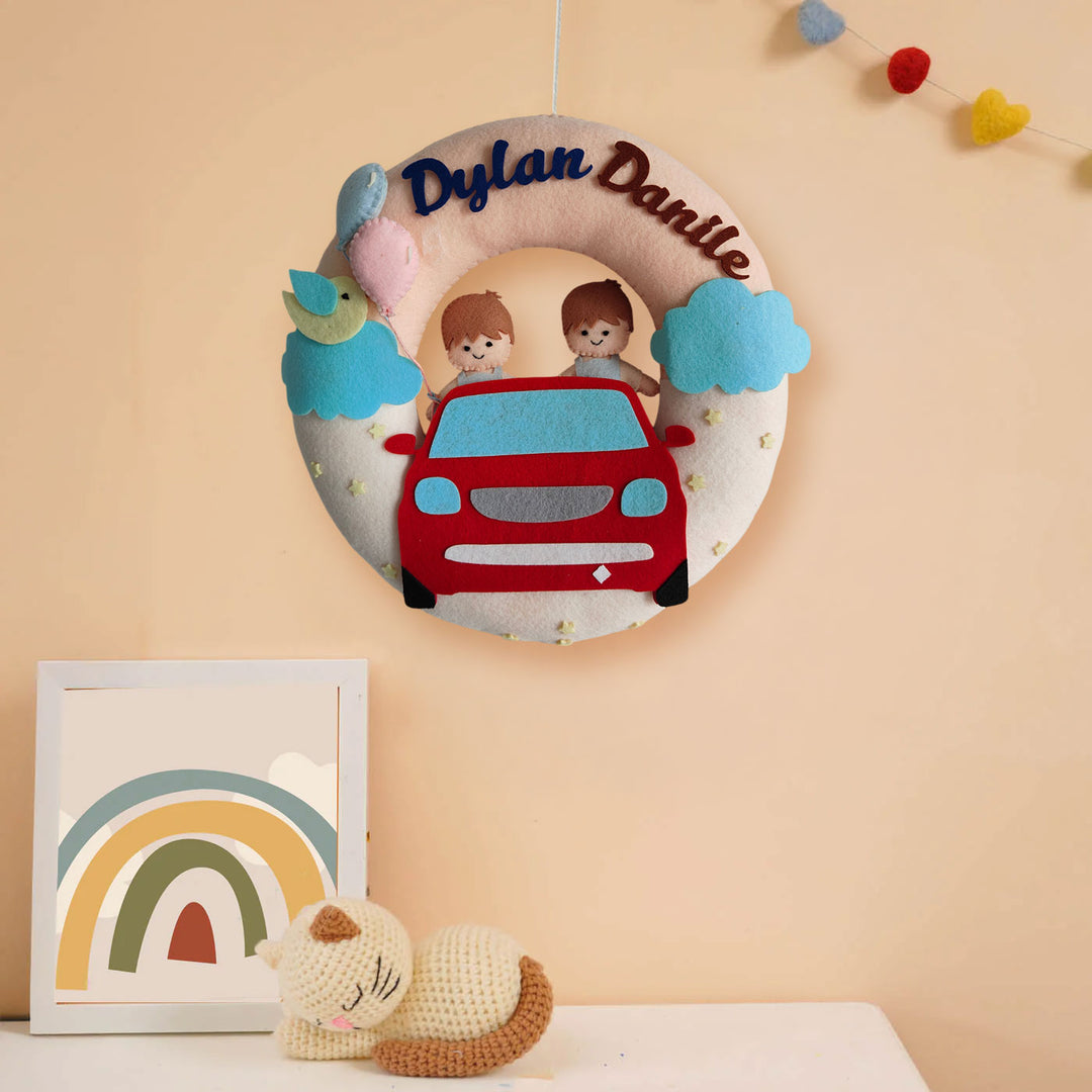 Personalized Highway Heroes Theme Felt Kids Name Plate