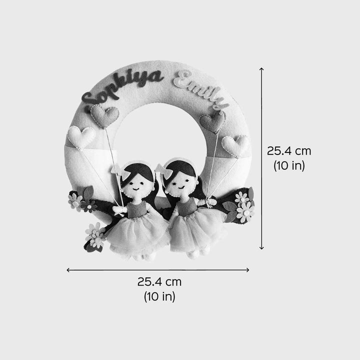 Personalized Together On The Bough Theme Felt Kids Name Plate For Siblings