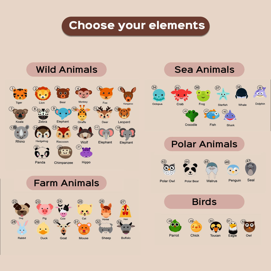 Personalized Name With Six Animals Wooden Puzzle