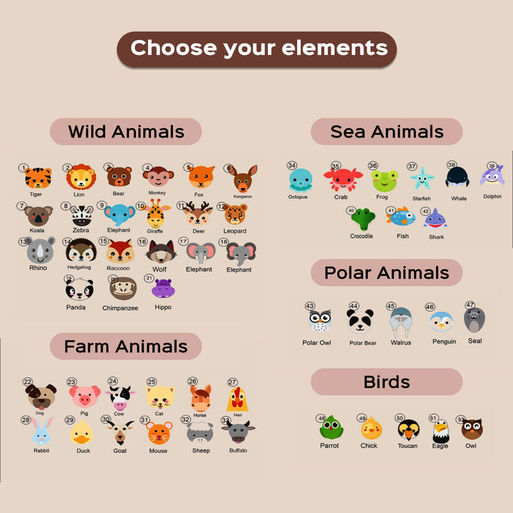 Personalized Name With Six Animals Wooden Puzzle