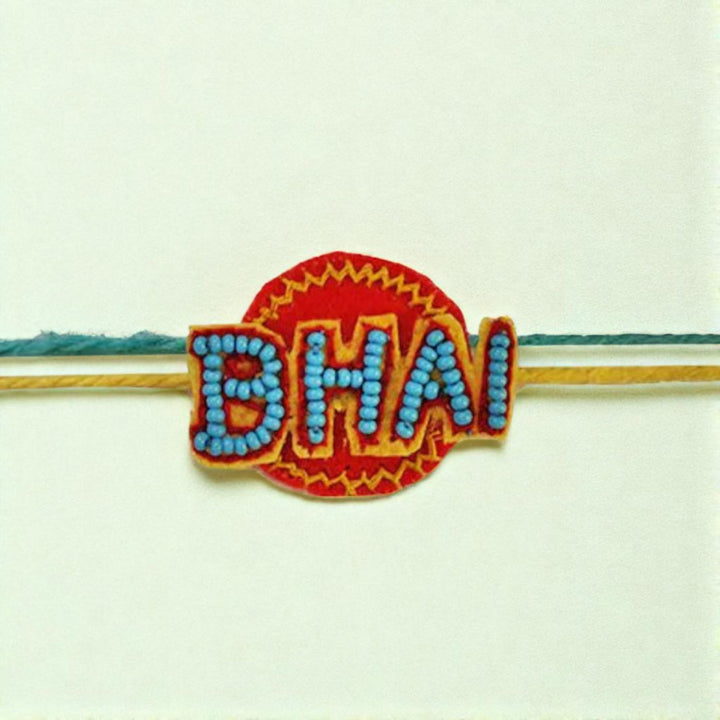 Handmade Beaded " Bhai" Rakhi For Brother
