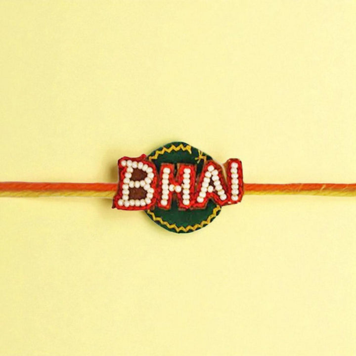 Handmade Beaded " Bhai" Rakhi For Brother