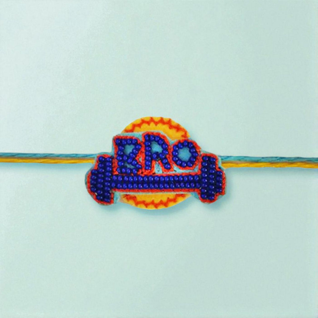 Handmade Beaded "Bro" With Dumbbells Rakhi For Brother