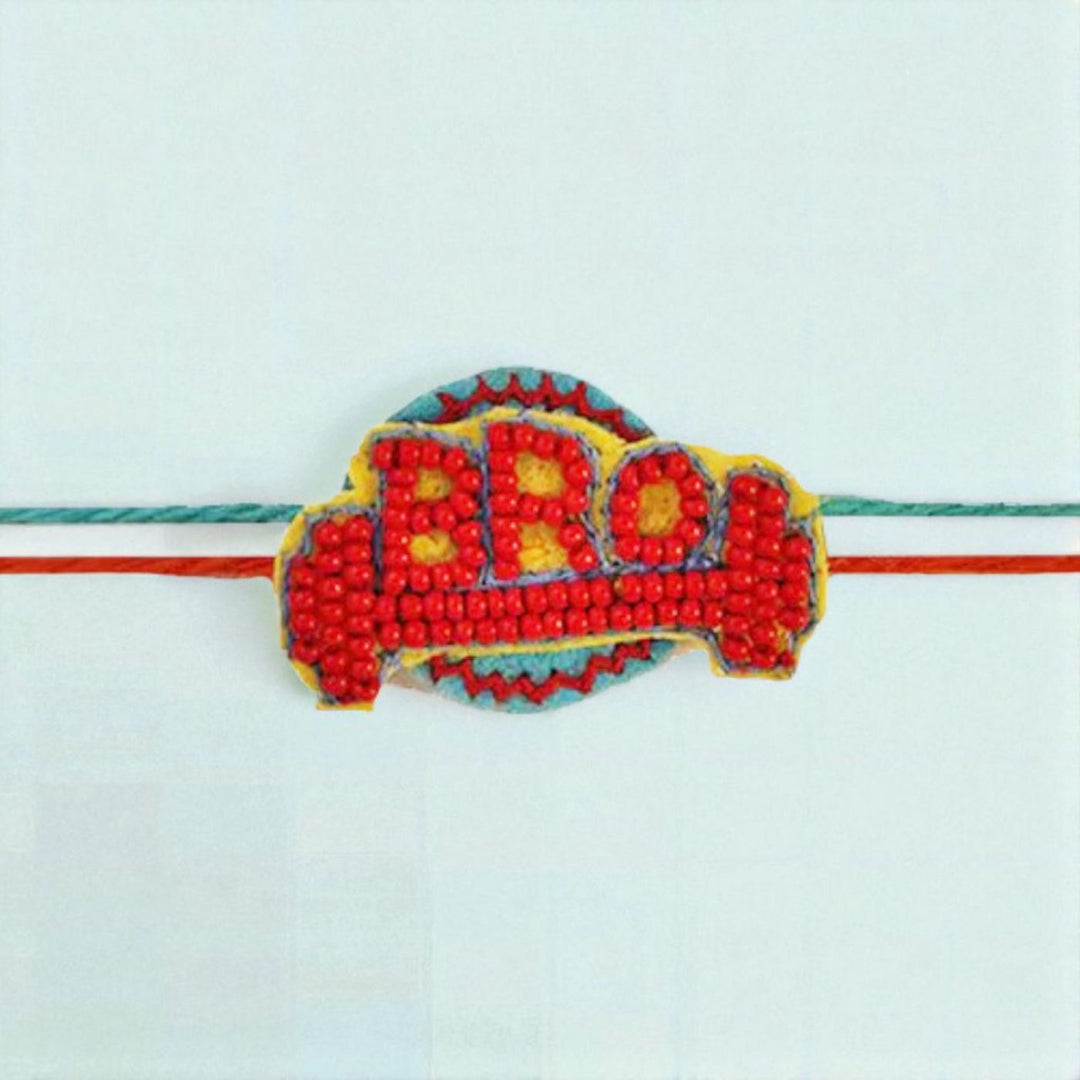 Handmade Beaded "Bro" With Dumbbells Rakhi For Brother