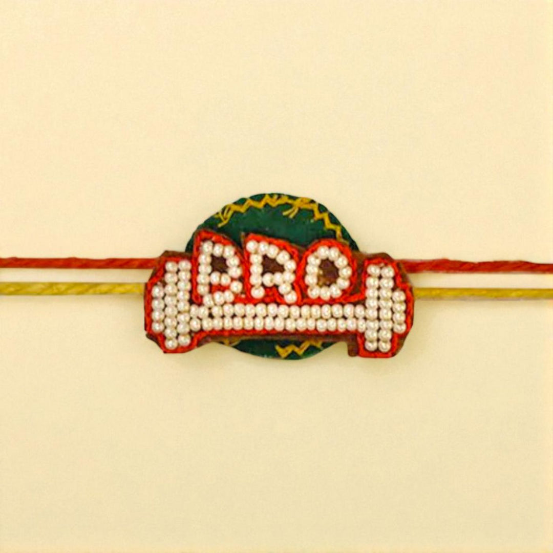 Handmade Beaded "Bro" With Dumbbells Rakhi For Brother
