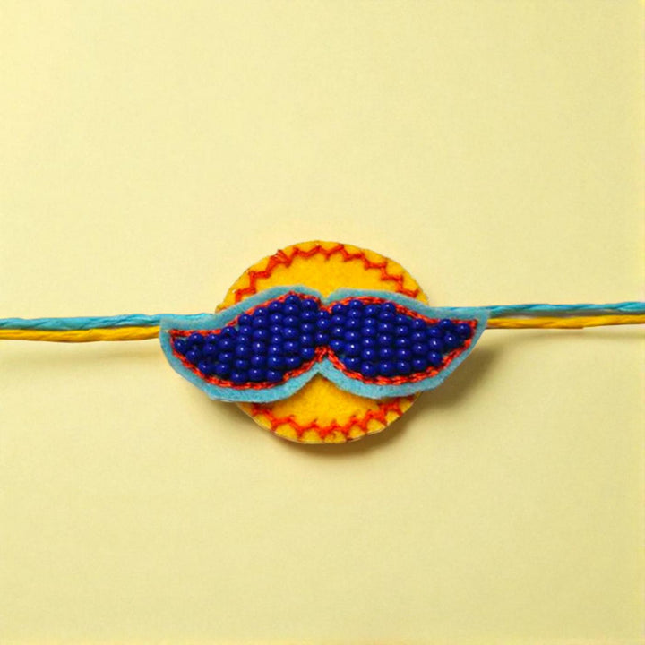 Handmade Beaded Moustache Design Rakhi For Brother