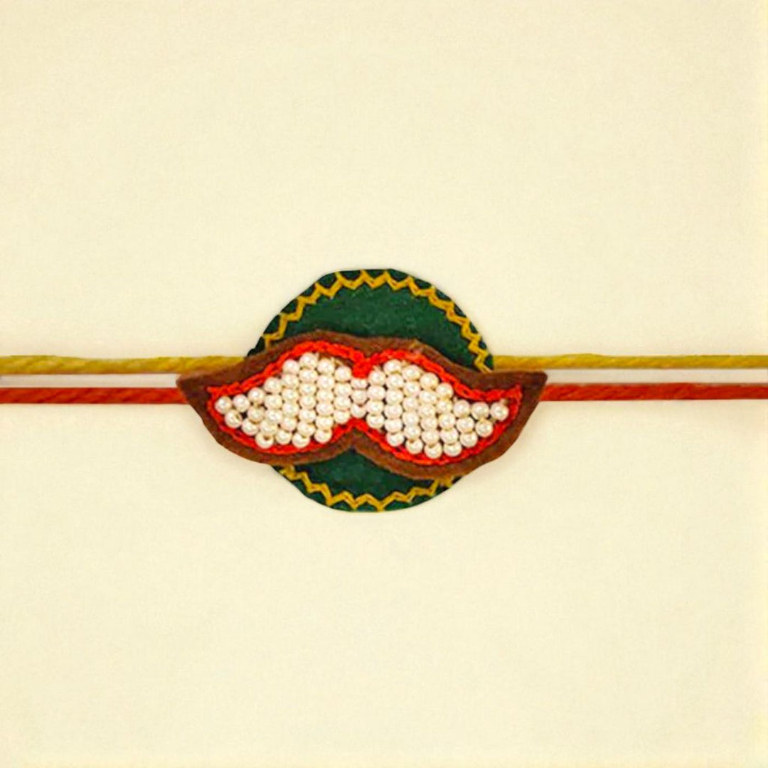 Handmade Beaded Moustache Design Rakhi For Brother
