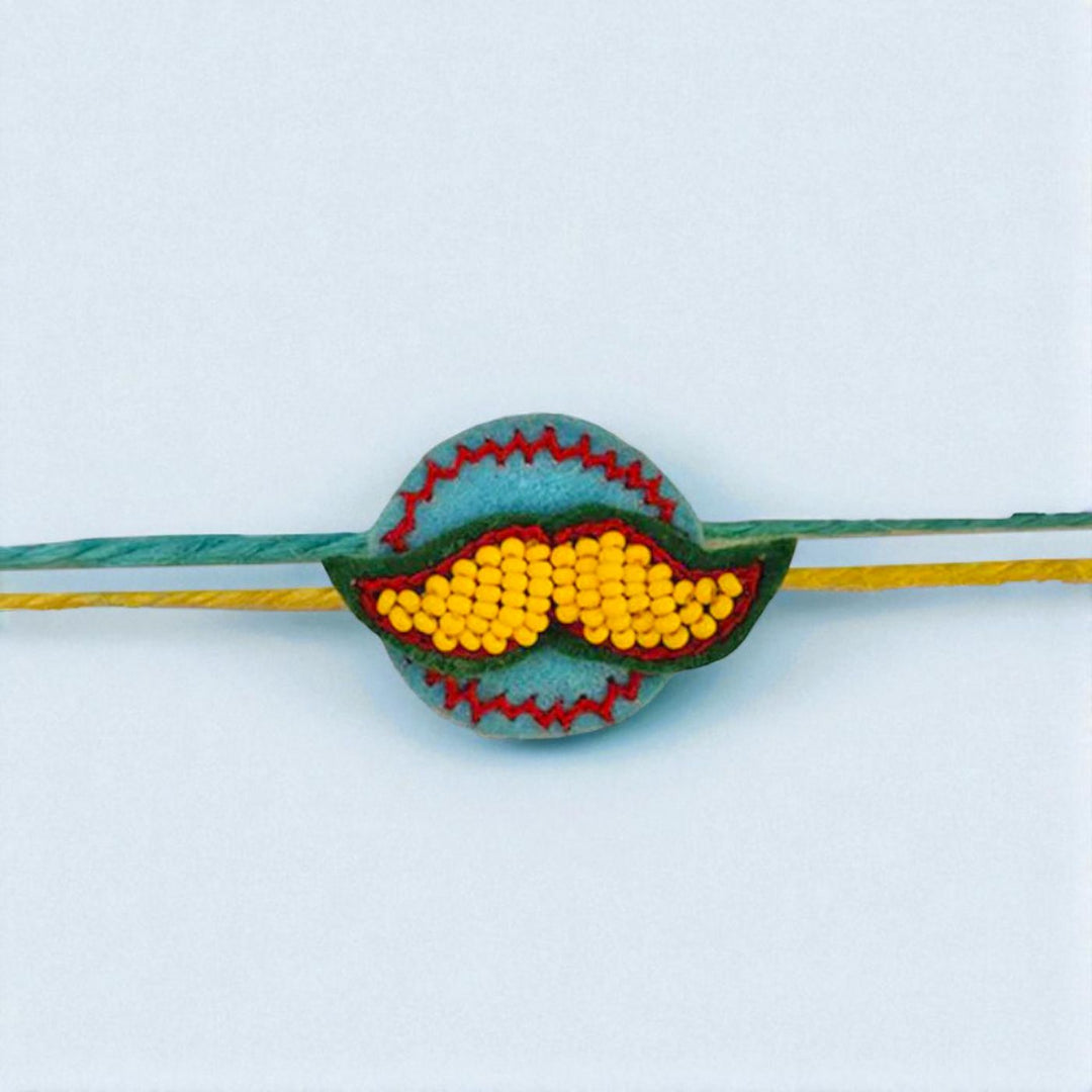 Handmade Beaded Moustache Design Rakhi For Brother
