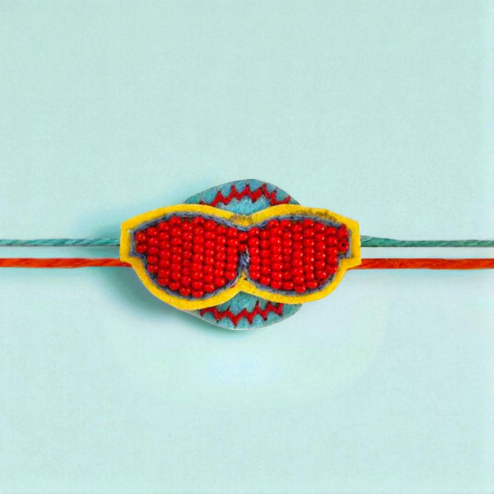 Handmade Beaded Specs Shape Rakhi For Brother