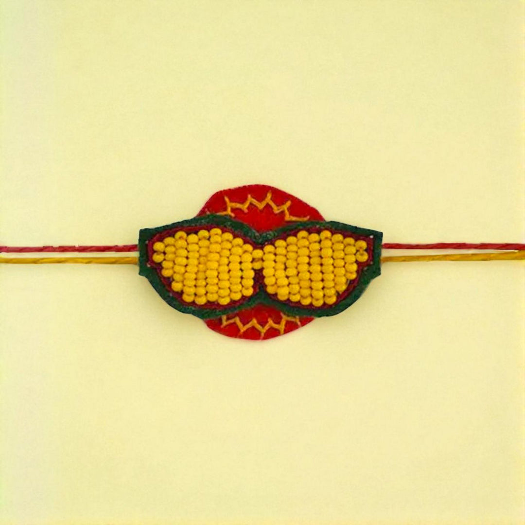 Handmade Beaded Specs Shape Rakhi For Brother