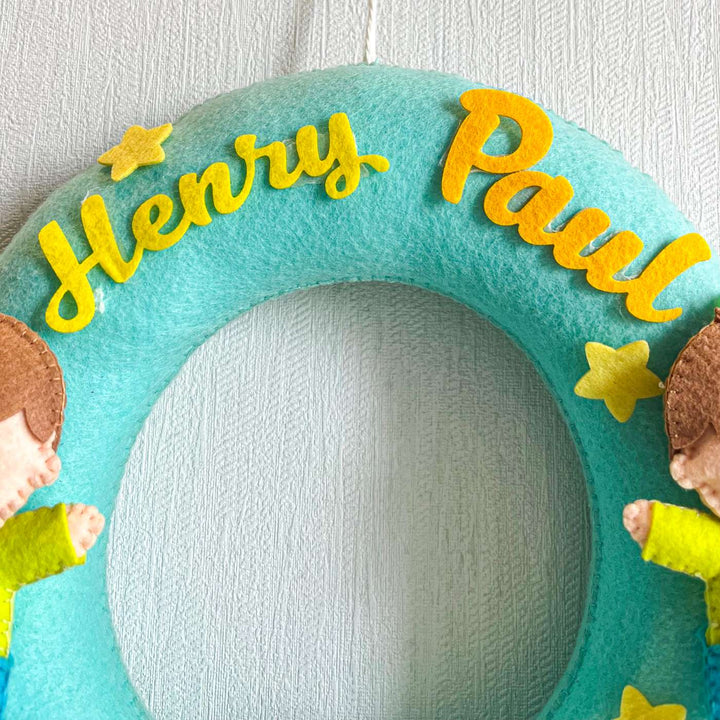 Personalized Brothers Forever Theme Felt Kids Name Plate For Siblings