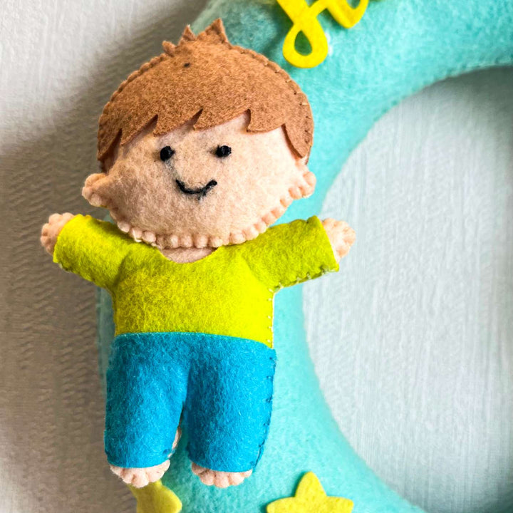 Personalized Brothers Forever Theme Felt Kids Name Plate For Siblings
