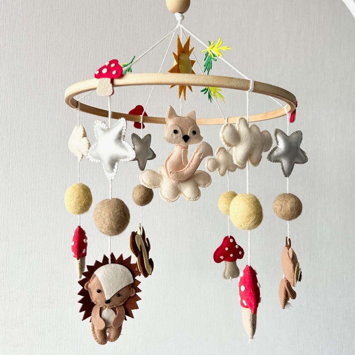 Personalized Handmade Forest Friends Felt Cot Mobile For Newborns