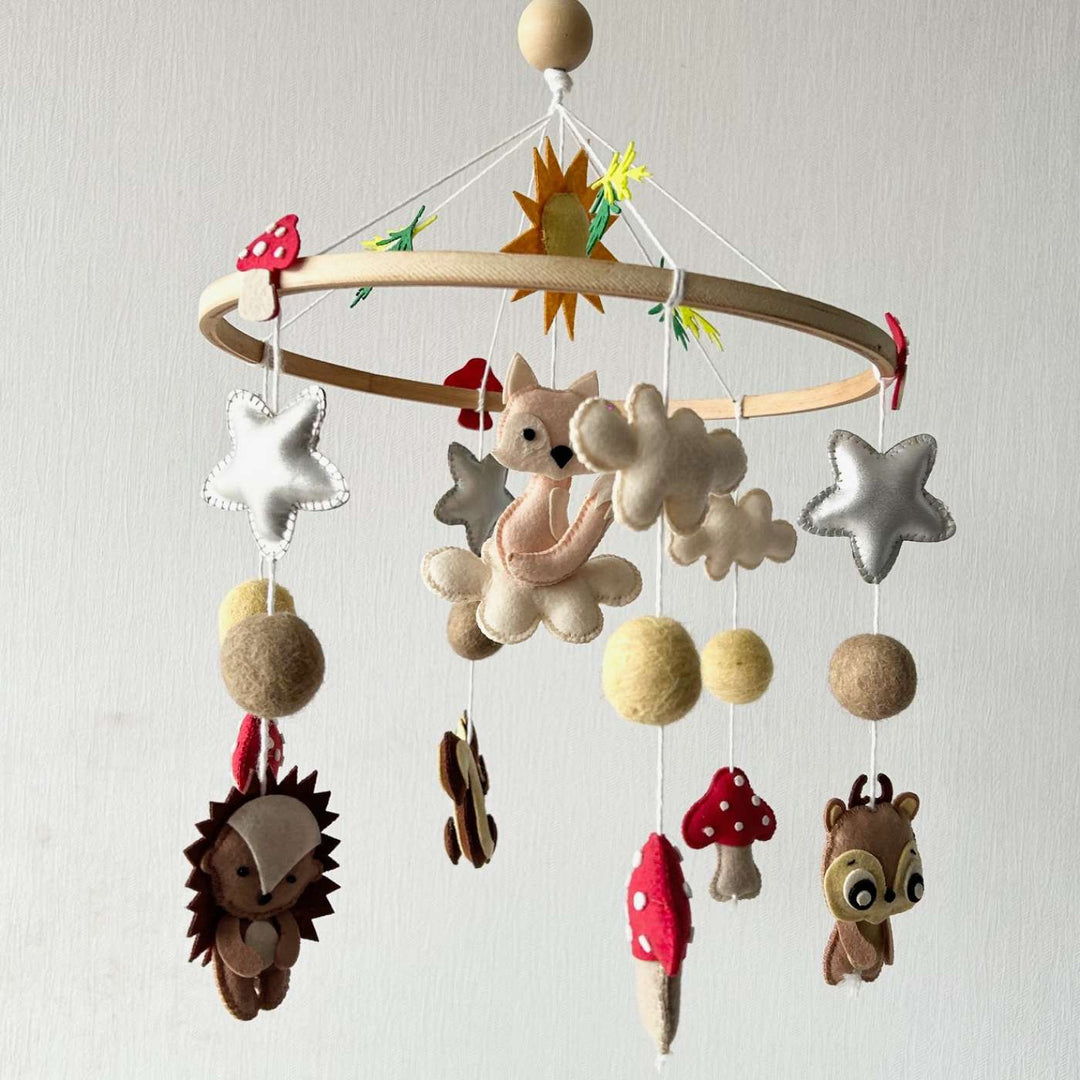 Personalized Handmade Forest Friends Felt Cot Mobile For Newborns