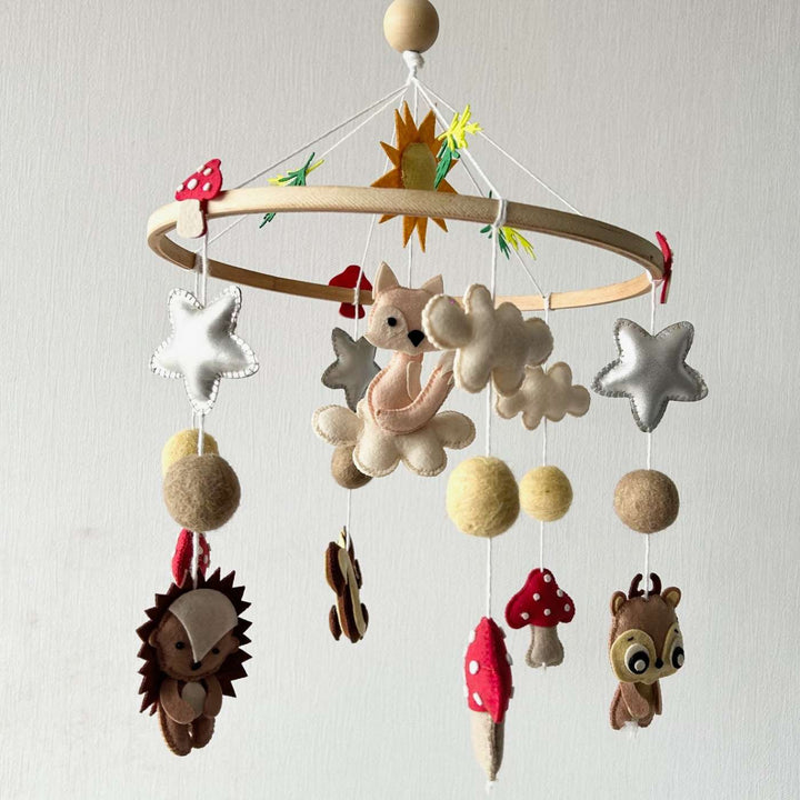 Personalized Handmade Forest Friends Felt Cot Mobile For Newborns