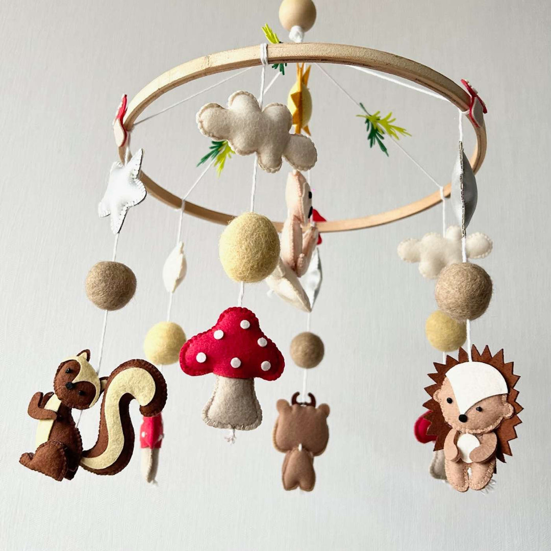 Personalized Handmade Forest Friends Felt Cot Mobile For Newborns