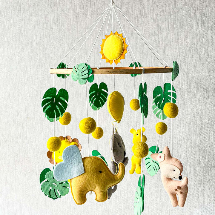 Personalized Handmade Safari Adventure Felt Cot Mobile For Newborns