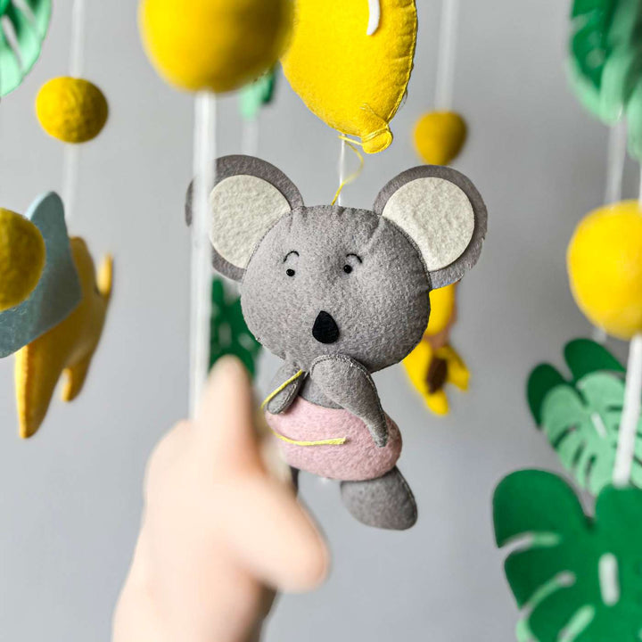 Personalized Handmade Safari Adventure Felt Cot Mobile For Newborns