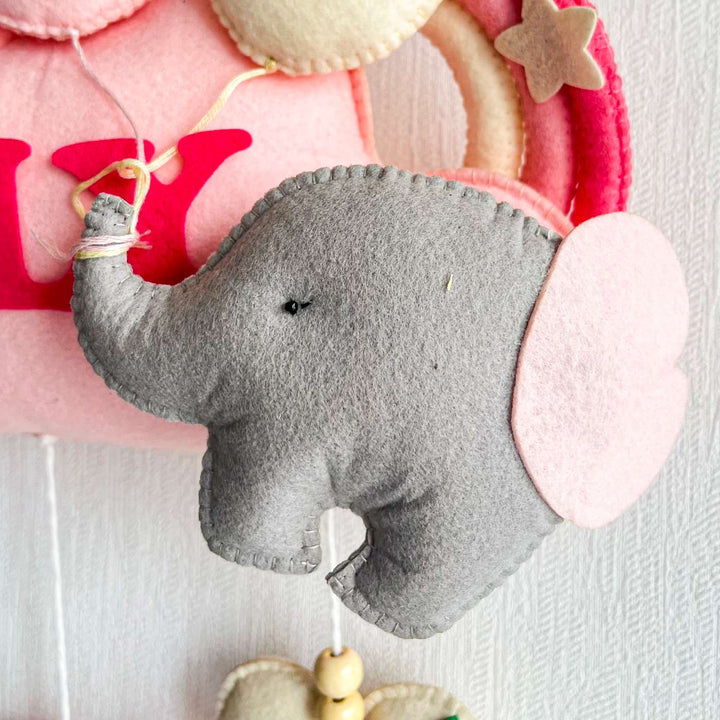 Personalized Elephant Cloudscape Theme Felt Kids Name Plate