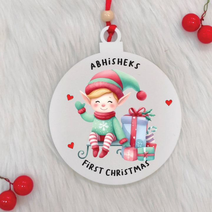 Personalized Handmade Elf's Gift Galore Acrylic Ornament
