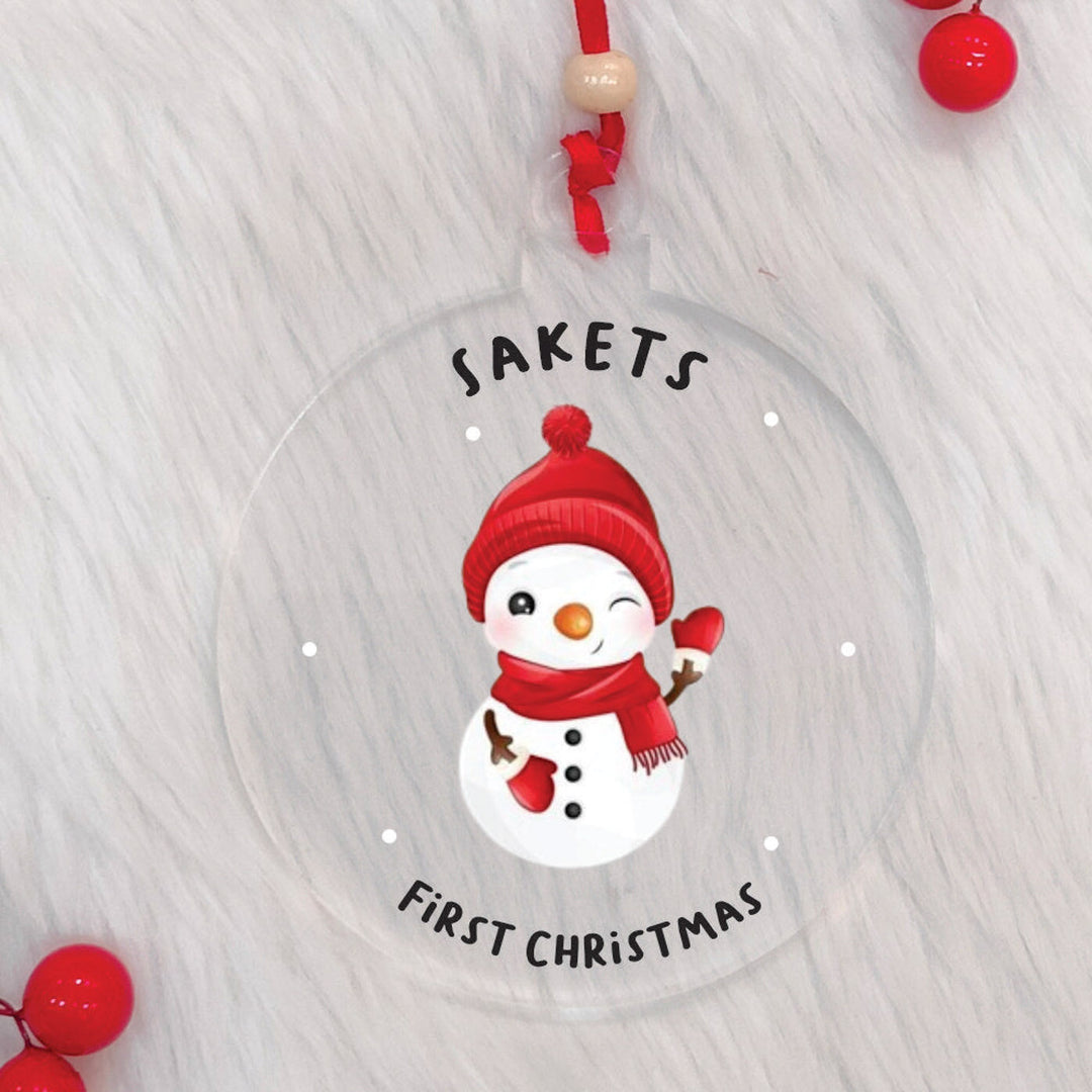 Personalized Handmade Frosted Snowman Acrylic Ornament