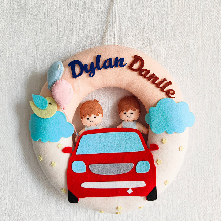 Personalized Highway Heroes Theme Felt Kids Name Plate