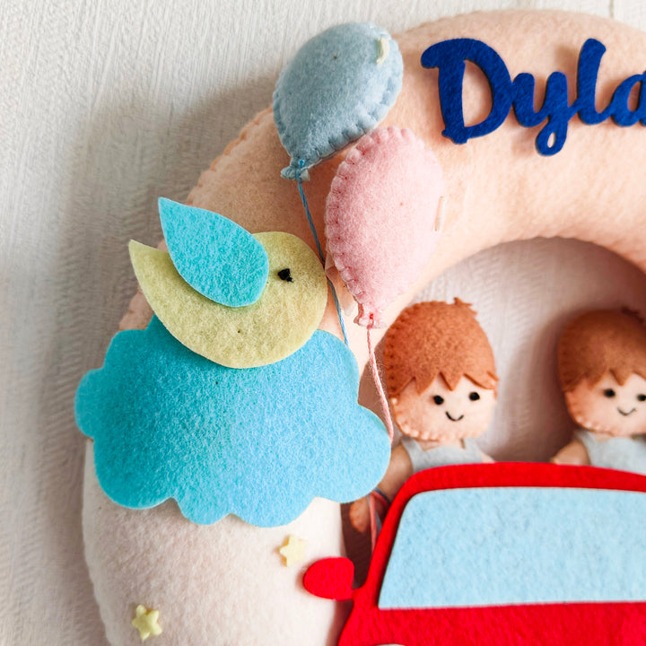 Personalized Highway Heroes Theme Felt Kids Name Plate