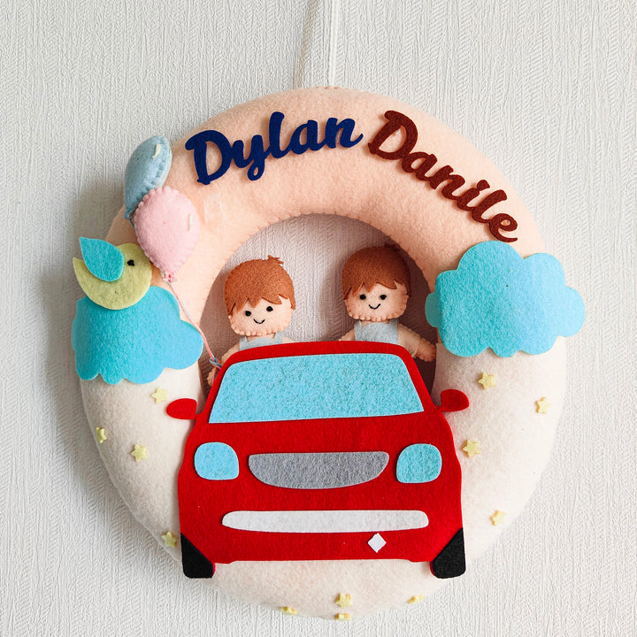 Personalized Highway Heroes Theme Felt Kids Name Plate
